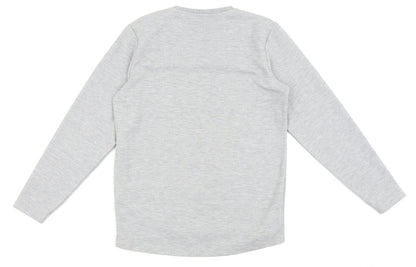 Back view of teen boys’ boys grey pullover sweatshirt, size 13, years