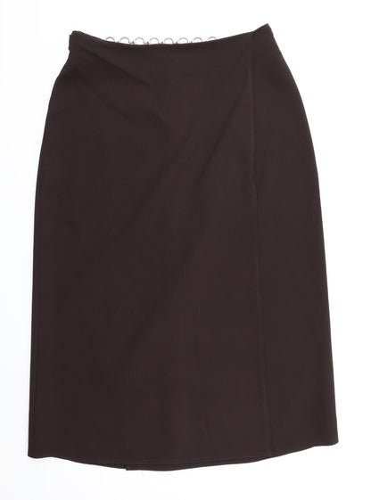 Additional front view of Try Clothing women’s brown a-line skirt, size UK 14