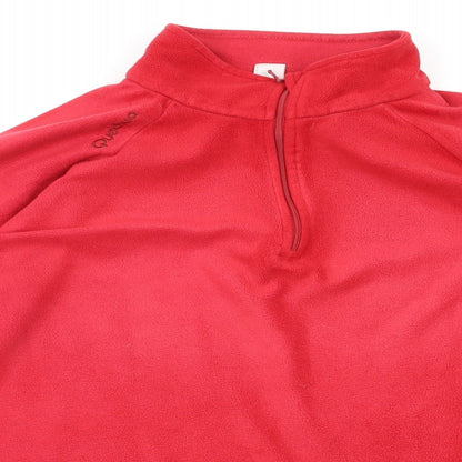 Close-up detail of Decathlon Creation men’s red jumper, size XL, - fleece