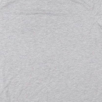 Brand and care label for Bravado women’s grey jersey basic t-shirt, size L