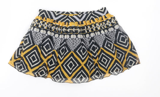 Miss GG Girls Black Geometric Chiffon Flare Skirt Size 7 Years