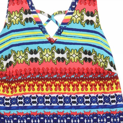Close-up detail of Papaya women’s multicoloured geometric a-line, size UK 14
