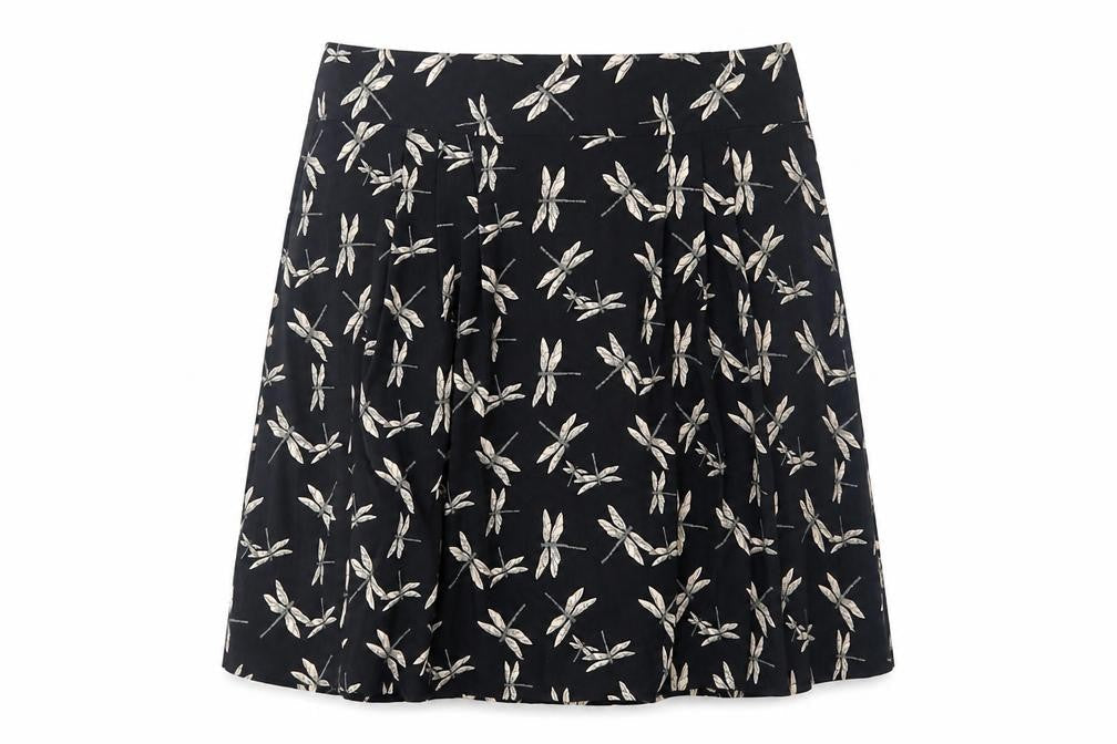 Preworn Womens Black Geometric  Flare Skirt Size 30 in