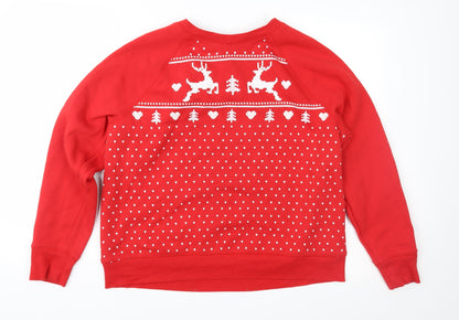 Additional front view of H&M women’s red pullover sweatshirt, size M