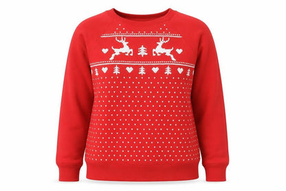 Front view of H&M women’s red pullover sweatshirt, size M