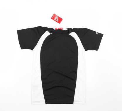 Back view of akoa boys’ black rayon basic t-shirt size 2xs