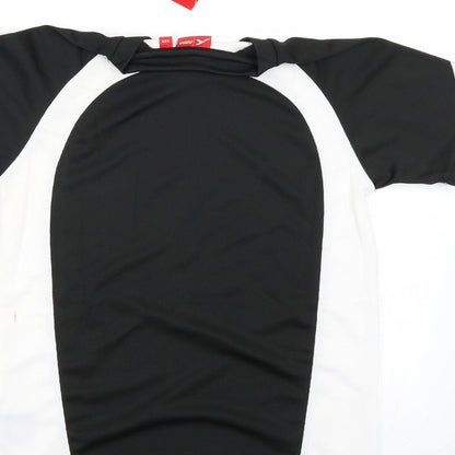 Brand and care label for akoa boys’ black rayon basic t-shirt size 2xs