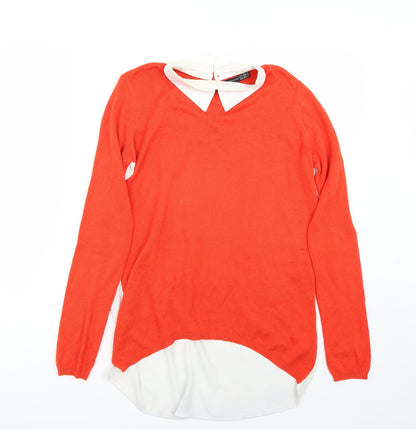 Additional front view of Primark women’s orange basic t-shirt, size UK 6