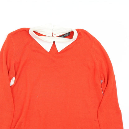 Close-up detail of Primark women’s orange basic t-shirt, size UK 6