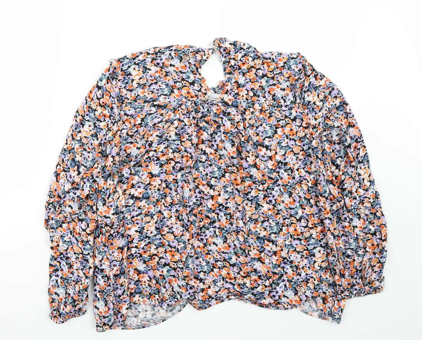 Vanessa zani Womens Black Floral  Basic Blouse Size S