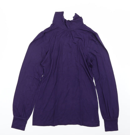 Additional front view of Oasis women’s purple chambray basic t-shirt, size UK 12