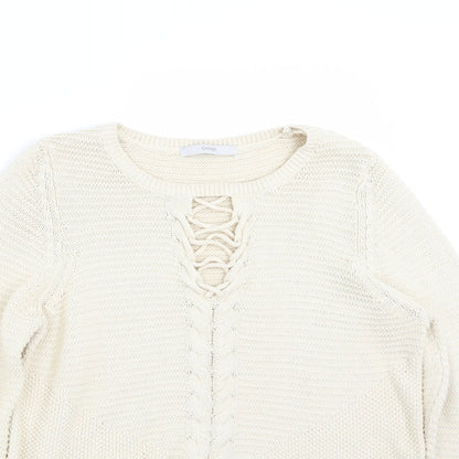 Close-up detail of George women’s beige jumper, size UK 14