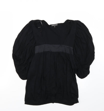 Front view of Warehouse women’s black basic t-shirt, size UK 12