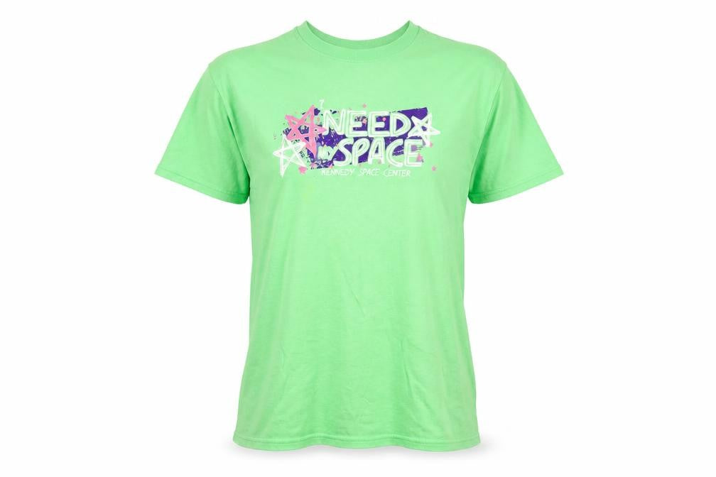Preworn Girls Green   Basic T-Shirt Size L  - I need Space ,Kennedy Space Center