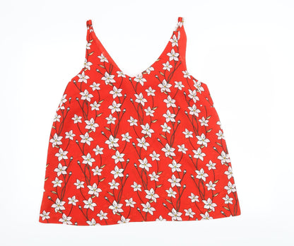 Front view of Papaya women’s red floral basic blouse, size UK 16