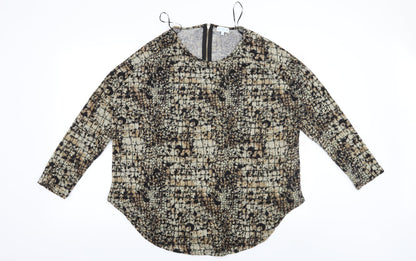 Additional front view of Blue Vanilla women’s brown animal print pullover sweatshirt, size L