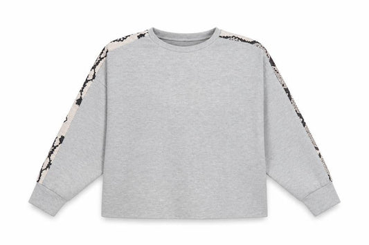 Miss Pap Womens Grey Animal Print  Pullover Sweatshirt Size S
