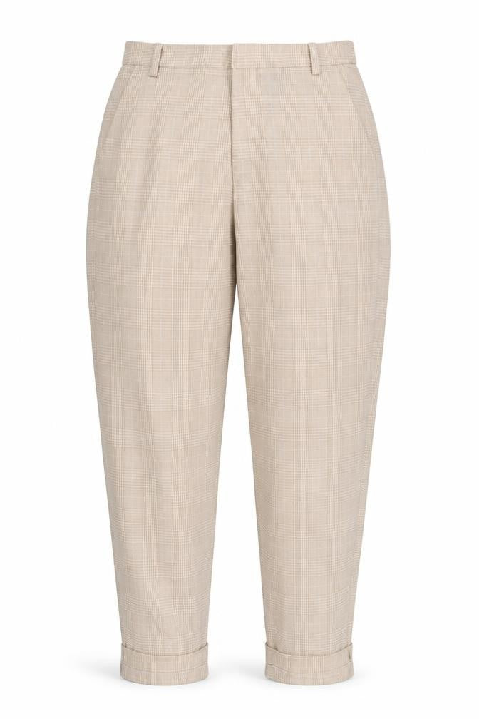 Plains & Prints Womens Beige Check  Trousers  Size XS L26 in