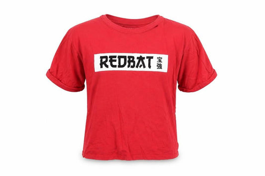 Front view of Preworn women’s red basic t-shirt, size S
