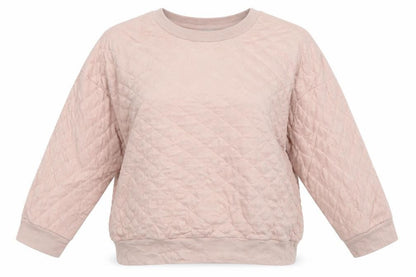 Front view of Gap women’s beige pullover sweatshirt, size L
