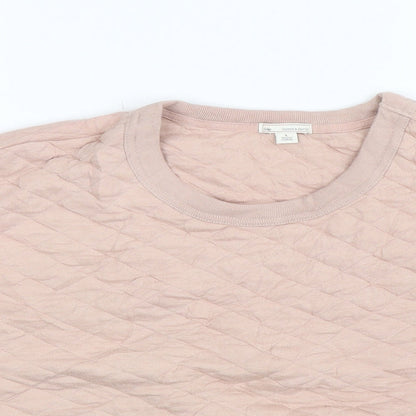 Close-up detail of Gap women’s beige pullover sweatshirt, size L