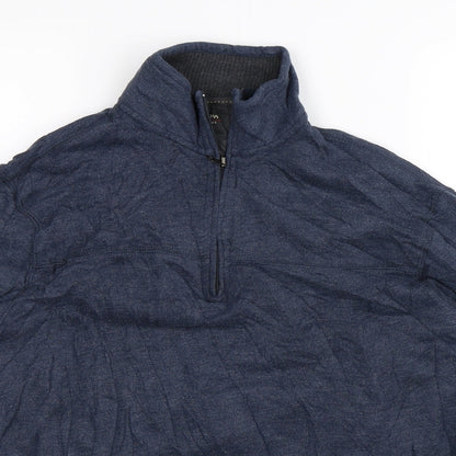 Close-up detail of Arrow men’s blue pullover sweatshirt, size S
