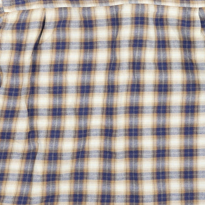Brand and care label for Dunnes men’s multicoloured check button-up, size L