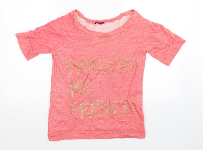 Front view of Electric Pink women’s pink basic t-shirt, size XS