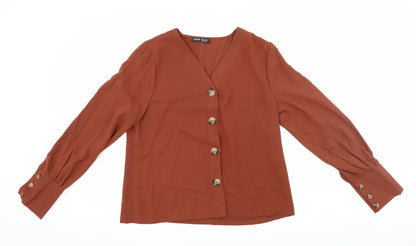 Front view of SHEIN Shien women’s brown basic blouse, size XS