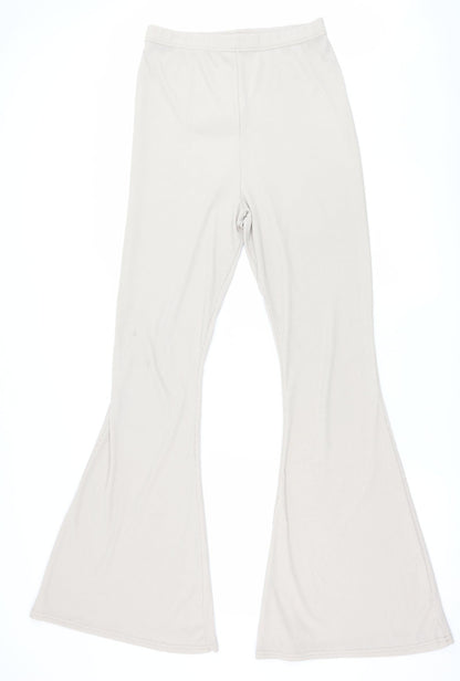 Additional front view of PRETTYLITTLETHING women’s beige trousers, size UK 12, 30-inch leg