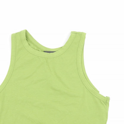 Close-up detail of Primark women’s green basic tank, size M