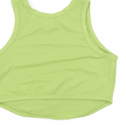 Brand and care label for Primark women’s green basic tank, size M