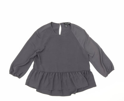 Additional front view of New Look women’s grey tunic blouse, size UK 12