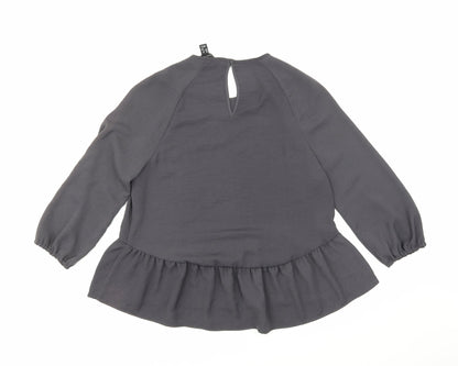 Back view of New Look women’s grey tunic blouse, size UK 12
