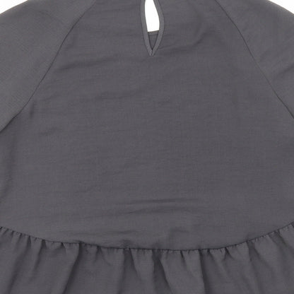 Brand and care label for New Look women’s grey tunic blouse, size UK 12