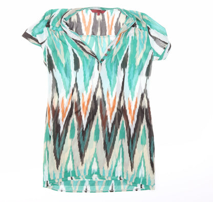 Additional front view of John Richmond women’s multicoloured geometric tunic blouse, size UK 12