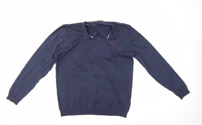 Front view of Easy men’s blue jumper, size L