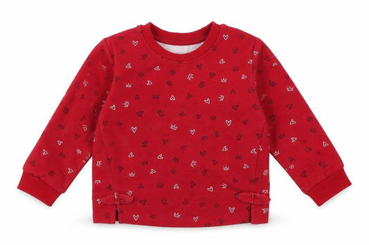 Front view of Matalan boys’ red basic t-shirt, size 12-18, months - crowns