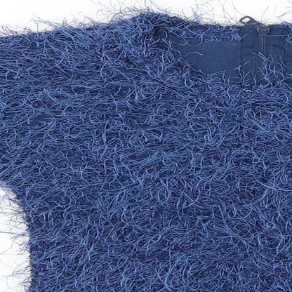 Close-up detail of Pep&Co girls’ blue jumper, size 5-6, years