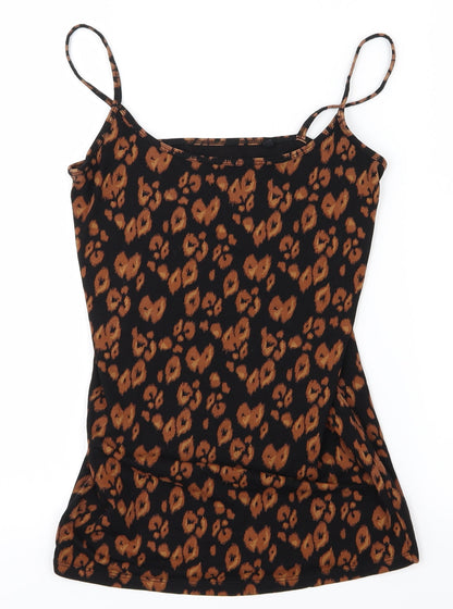 Front view of Next women’s orange animal print basic tank, size UK 10