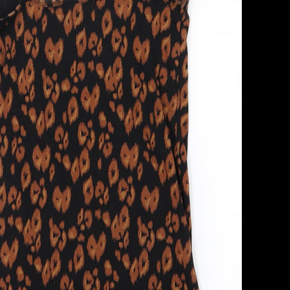 Brand and care label for Next women’s orange animal print basic tank, size UK 10