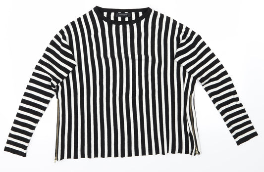 Atmosphere Womens Black Striped  Pullover Jumper Size 10  - Zips either side