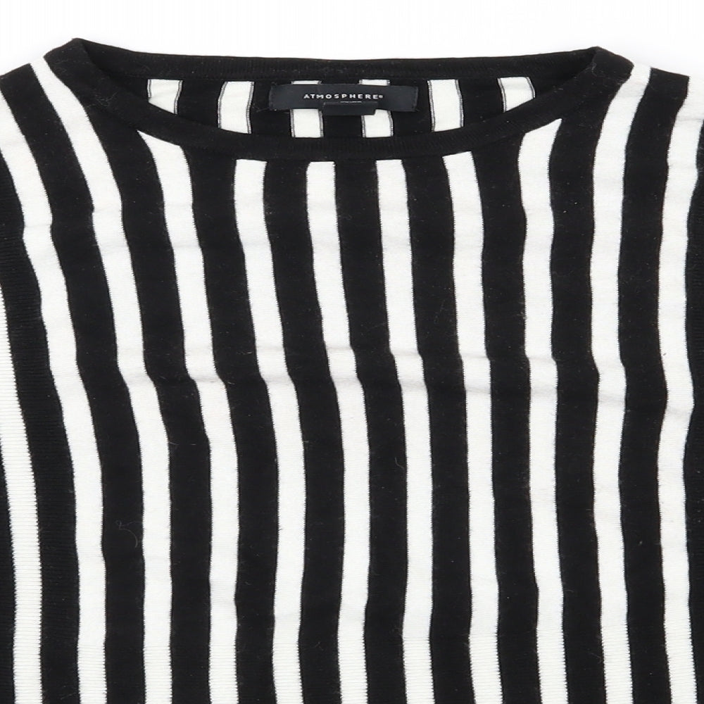 Atmosphere Womens Black Striped  Pullover Jumper Size 10  - Zips either side