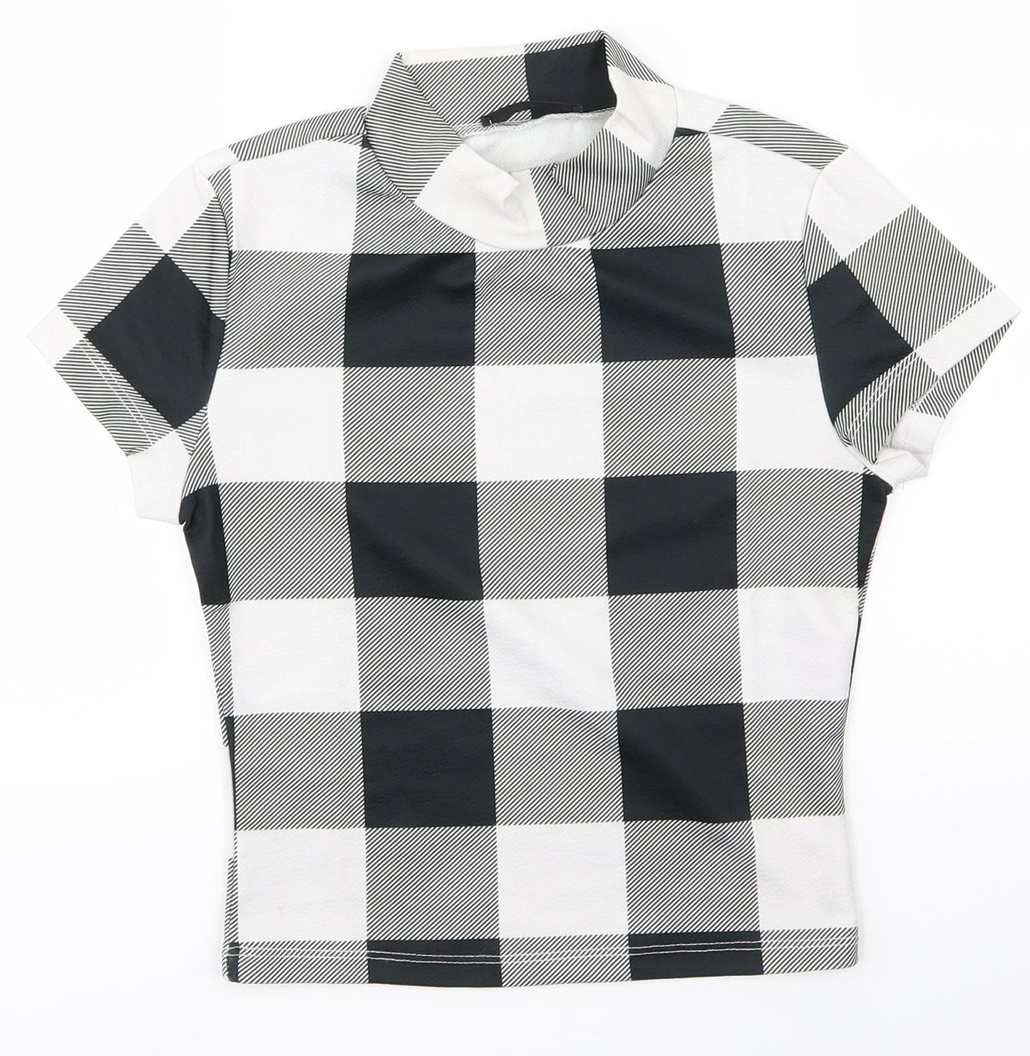 SheIn Boys Black Plaid  Basic T-Shirt Size XS