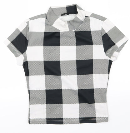 Additional front view of SHEIN boys’ black plaid basic t-shirt, size XS