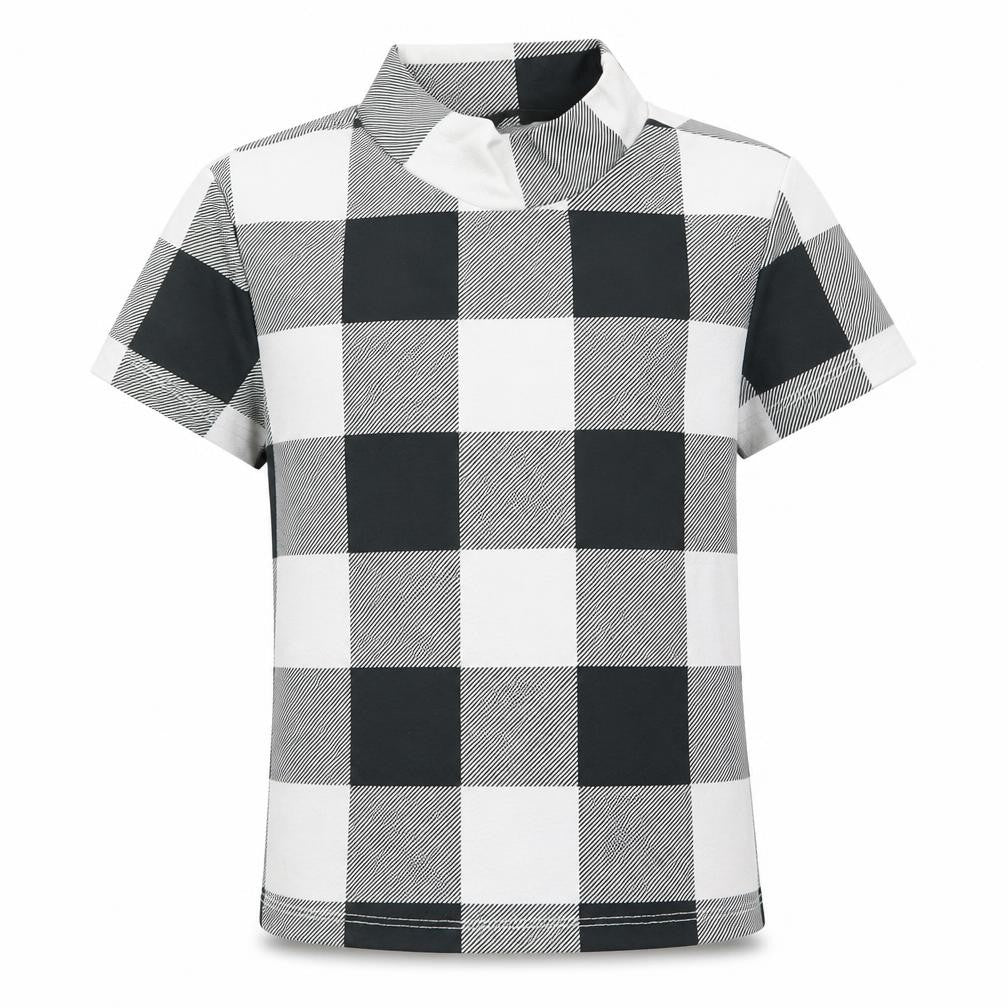 SheIn Boys Black Plaid  Basic T-Shirt Size XS