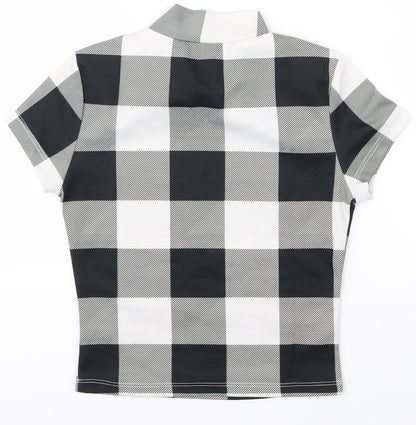 Back view of SHEIN boys’ black plaid basic t-shirt, size XS