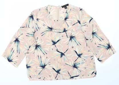 Front view of Atmosphere women’s pink floral basic blouse, size UK 14