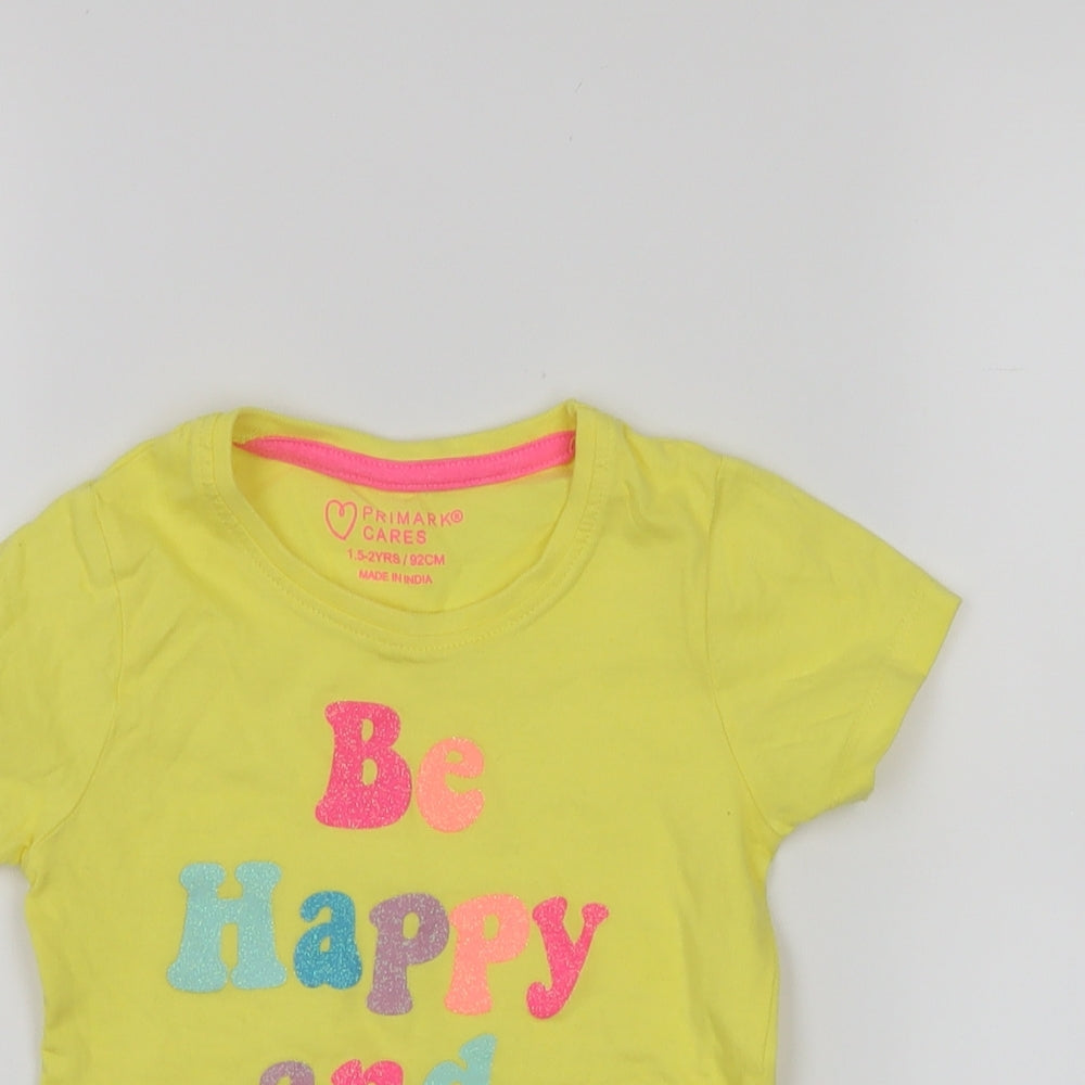 Primark Girls Yellow   Basic T-Shirt Size 18-24 Months
