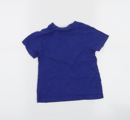 Back view of Batman boys’ blue basic t-shirt, size 18-24, months